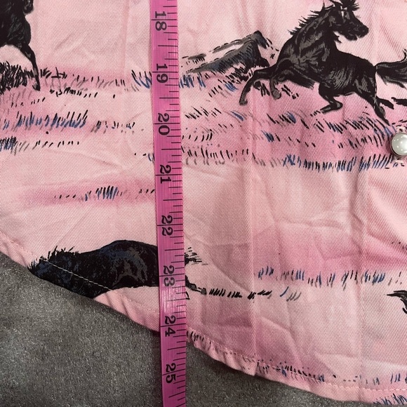 [L]VTG Roughrider by Circle T Pink Horse Print Button LS Shirt - Picture 6 of 7